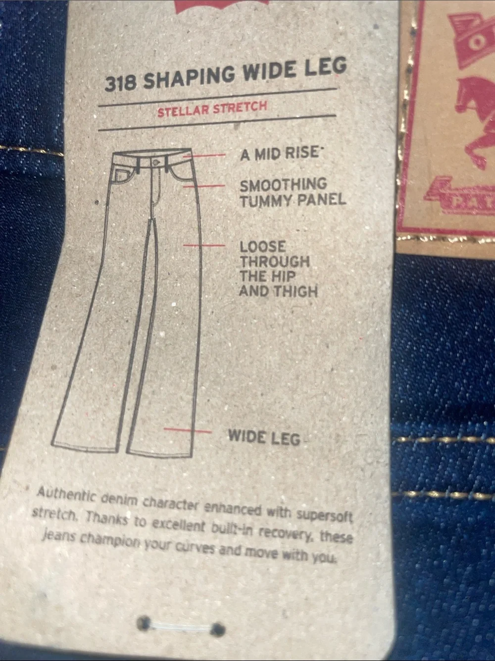 Levi’s 318 Shaping Wide Leg Jeans NWT Dark Wash High Rise Size 30x30 - Picture 6 of 8